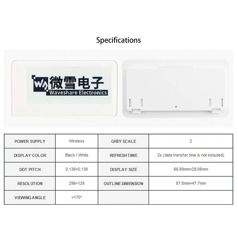 Display Epaper 2.9 - Yeni 2.9 İnç Kablosuz NFC Destekli