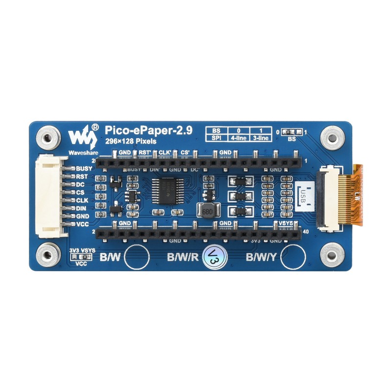 Display Epaper 2.9 - Waveshare Pico-ePaper-2.9-B, Raspberry Pi Pico için