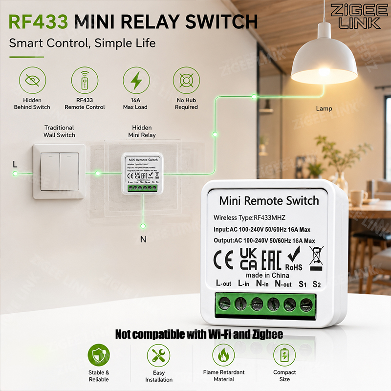 RF433MHz 16A Mini Akıllı Röle  - Diy Home Automation System incelemesi ve fiyatı