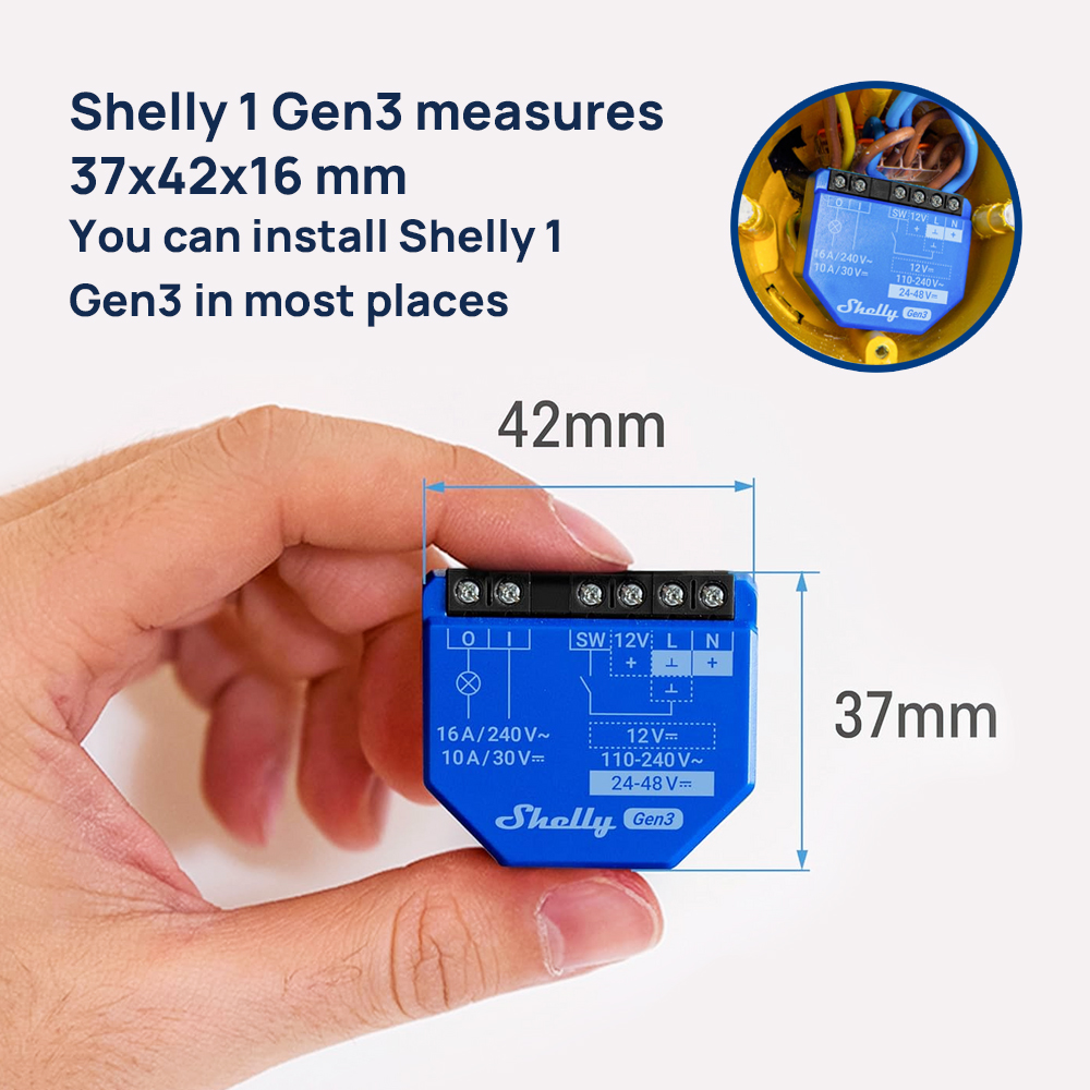 Shelly 1 Gen3 Kuru Kontaklı Ak - Shelly Relay Module incelemesi ve fiyatı